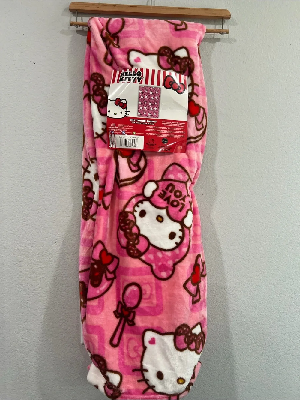 Hello Kitty Pink Plush Throw Blanket with Character Print